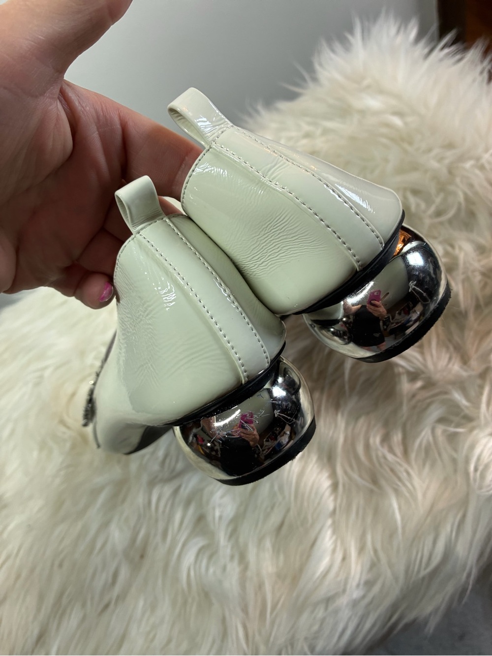 Jeffrey Campbell White Patent Pointed-Toe Flats with Crystal Buckles - Picture 9 of 10